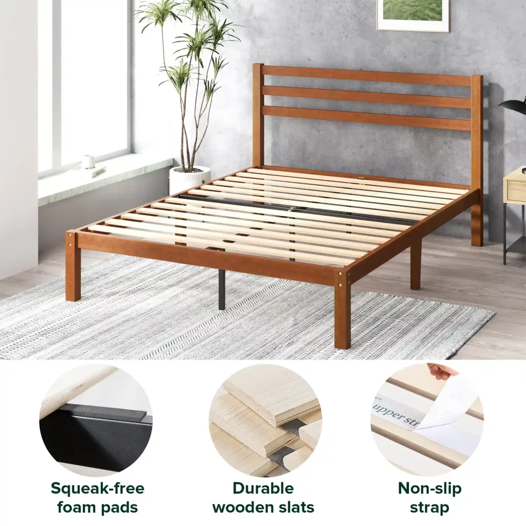 Leah Bamboo Platform Bed Frame with Headboard King Size