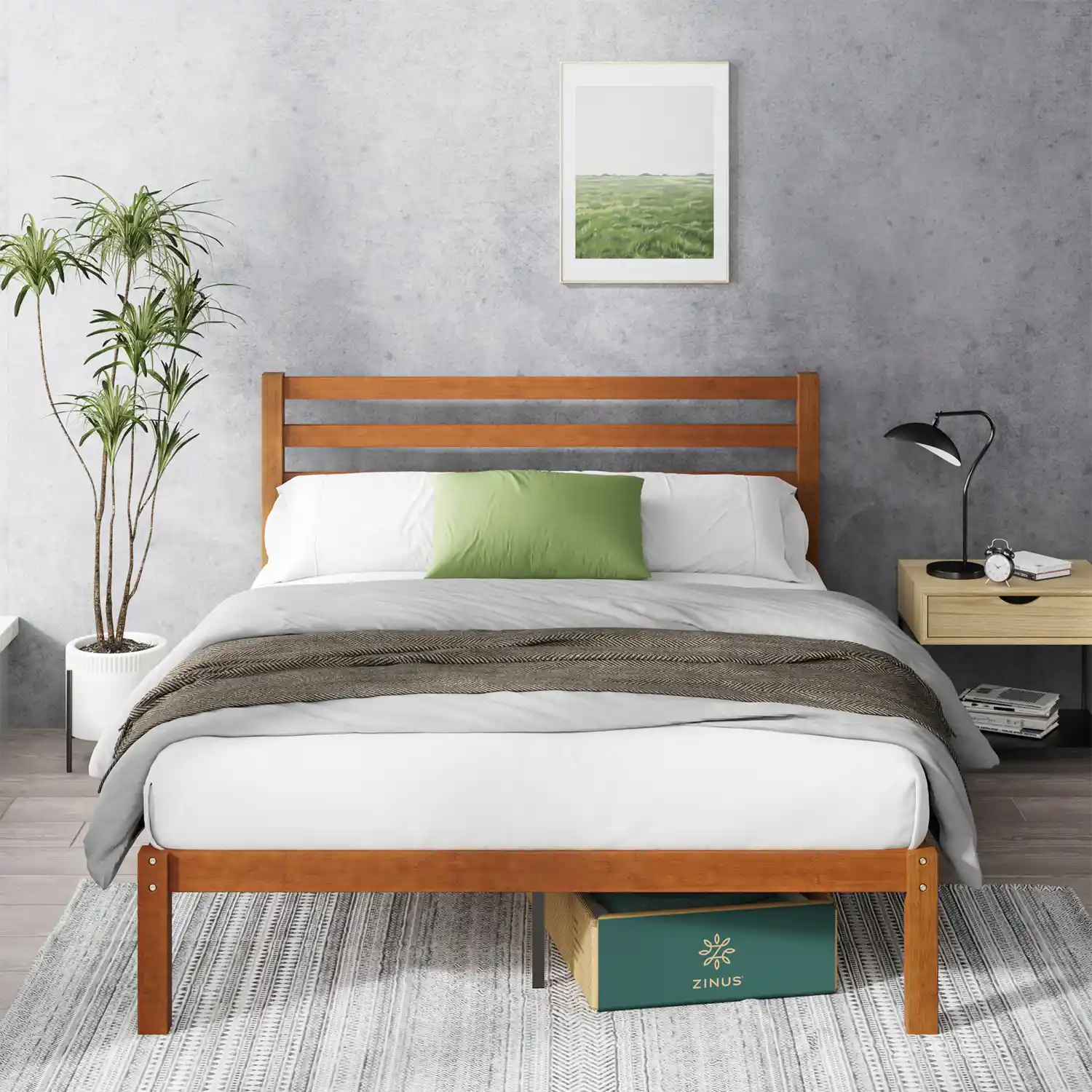 ZINUS Leah Bamboo Platform Bed Frame with Headboard - Queen Size