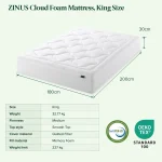 ZINUS 30cm Cloud Foam Mattress & Leah Bamboo Bed Frame