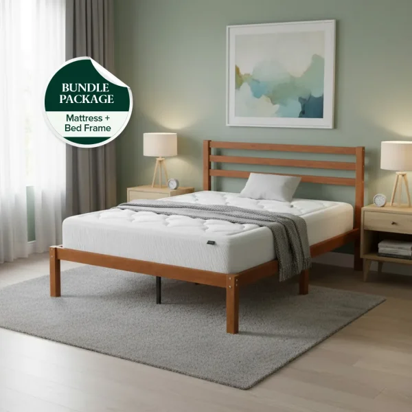ZINUS 30cm Cloud Foam Mattress & Leah Bamboo Bed Frame