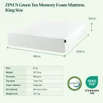 ZINUS 30cm Green Tea Foam Mattress & Leah Bamboo Bed Frame