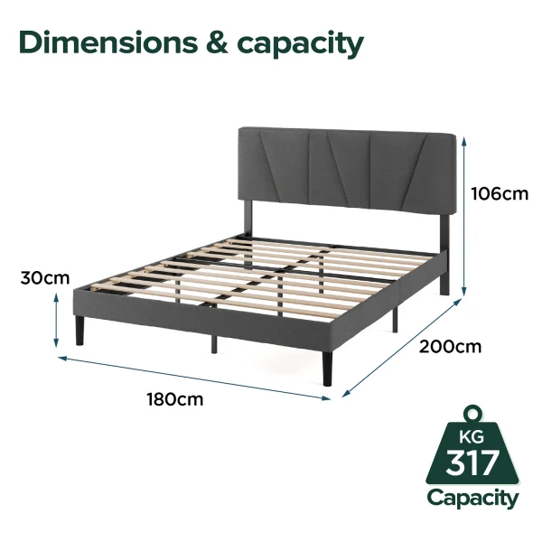 ZINUS Maya Upholstered Bed Frame with Headboard