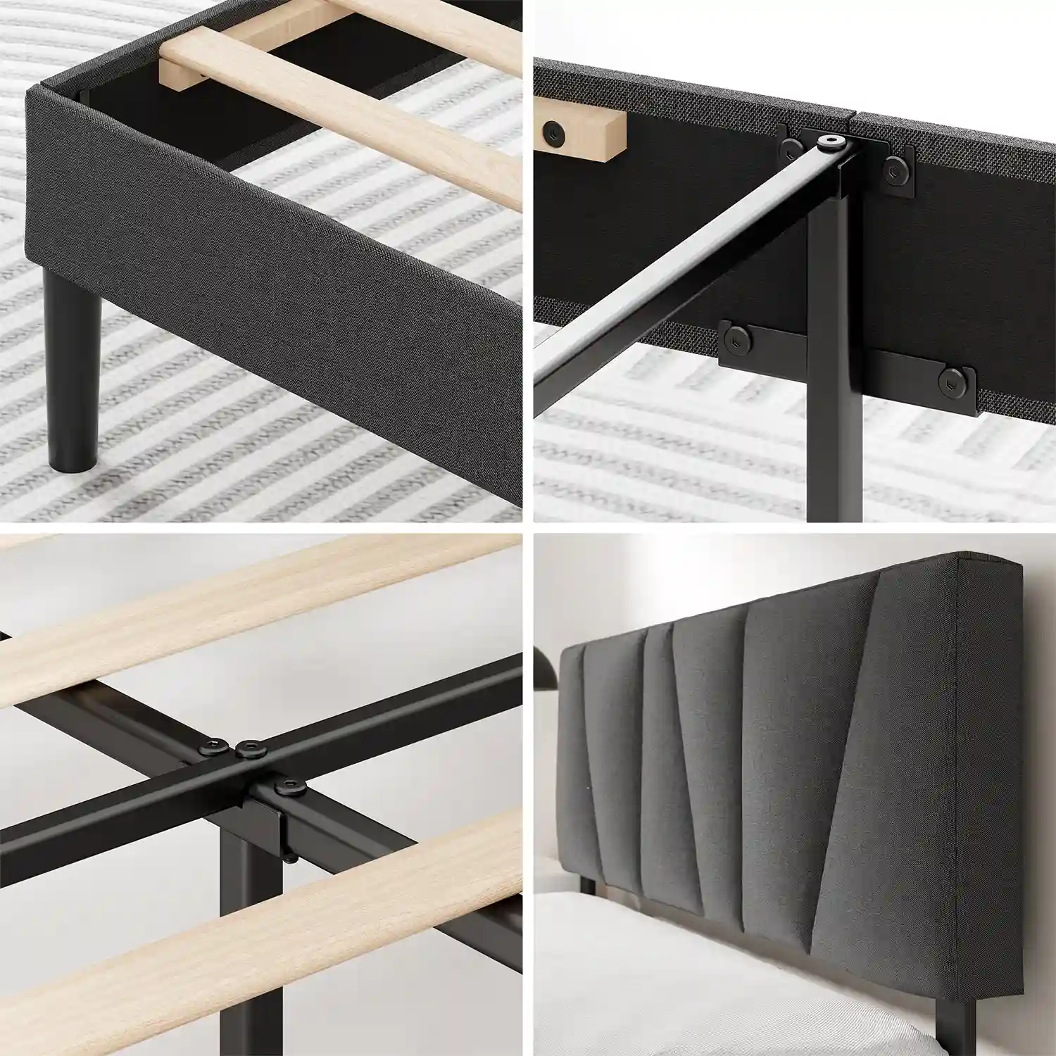 MAYA Upholstered Bed Frame with Headboard King Size